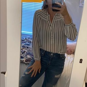 XS Lucky Striped Long Sleeve Blouse